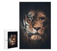 Adults Puzzles 1000 PCS Jigsaws Half Tiger Half Lion Puzzle for Adults Brain Teaser Game Analysis And Logic Parent-child Interaction 1000 PCS