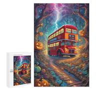 Adults Puzzles 1000 PCS Jigsaws Halloween Bus in Enchanted Forest Jigsaw for Adults Toy Wall Decor Perfect Decoration Parent-child Interaction 1000 PCS