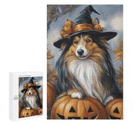 Adults Puzzles 1000 PCS Jigsaws Halloween Witch Dog Art Print-5 Jigsaw Puzzles for Teenagers Precision Cutting Parent-child Interaction Beautiful Design Game 1000 PCS