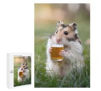 Adults Puzzles 1000 PCS Jigsaws Hamster Sipping A Beer Puzzle for Adults Brain Teaser Game Analysis And Logic Parent-child Interaction 1000 PCS