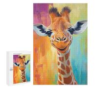 Adults Puzzles 1000 PCS Jigsaws Happy Giraffe Art Print Jigsaw Puzzles for Teenagers Precision Cutting Parent-child Interaction Beautiful Design Game 1000 PCS