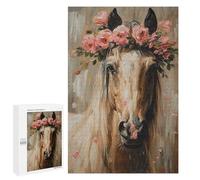 Adults Puzzles 1000 PCS Jigsaws Horse with Flower Crown Art Print Jigsaw Puzzles for Teenagers Precision Cutting Parent-child Interaction Beautiful Design Game 1000 PCS