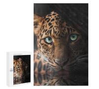 Adults Puzzles 1000 PCS Jigsaws Leopard with Green Eyes Jigsaw Puzzle Brain Teaser Game A Work of Art Birthday And Unique Gifts 1000 PCS