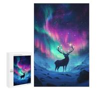 Adults Puzzles 1000 PCS Jigsaws Magical Aurora Deer Nature Puzzle for Adults Brain Teaser Game Analysis And Logic Parent-child Interaction 1000 PCS