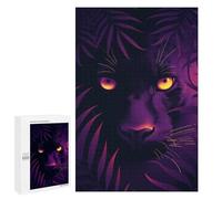 Adults Puzzles 1000 PCS Jigsaws Mystic Panther Vector Portrait with Glowing Eyes Adult Jigsaw Puzzle Family Games Stress Reliever Parent-child Interaction 1000 PCS