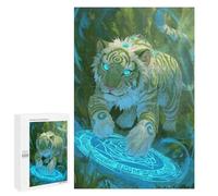 Adults Puzzles 1000 PCS Jigsaws Mystical White Tiger with Magic Circle Jigsaw Puzzle Fun Games But Fun And Humorous Unique Gifts for Birthday And Christmas 1000 PCS