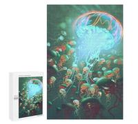 Adults Puzzles 1000 PCS Jigsaws Neon Jellyfish Swarm Jigsaw for Adults Toy Wall Decor Perfect Decoration Parent-child Interaction 1000 PCS
