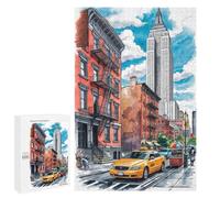 Adults Puzzles 1000 PCS Jigsaws NYC Street Scene with Empire State Building Puzzle for Adults Toy Wall Decor Stress Reliever Difficult And Challenge 1000 PCS