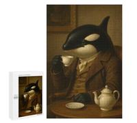 Adults Puzzles 1000 PCS Jigsaws Orca Gentleman Drinking Tea Puzzle for Adults Toy Wall Decor Stress Reliever Difficult And Challenge 1000 PCS