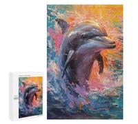 Adults Puzzles 1000 PCS Jigsaws Palette Dolphin Painting Teenagers Puzzles Hands-on Game Hand Speed Race Parent-child Interaction 1000 PCS