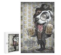 Adults Puzzles 1000 PCS Jigsaws Pit Bull Enjoy Craft Beer Jigsaw for Adults Anti-Stress Toys But Fun And Humorous Parent-child Interaction 1000 PCS