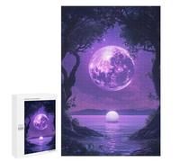 Adults Puzzles 1000 PCS Jigsaws Purple Moon Tree And Ocean Puzzle for Adults Brain Teaser Game Analysis And Logic Parent-child Interaction 1000 PCS
