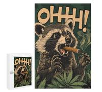 Adults Puzzles 1000 PCS Jigsaws Raccoon Smoking Weed Cigar Puzzle for Adults Brain Teaser Game Analysis And Logic Parent-child Interaction 1000 PCS