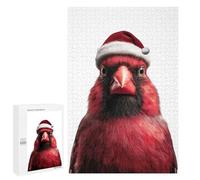Adults Puzzles 1000 PCS Jigsaws Red Cardinal Bird Wearing Santa Hat Puzzle for Adults Brain Teaser Game Analysis And Logic Parent-child Interaction 1000 PCS