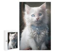 Adults Puzzles 1000 PCS Jigsaws Regal White Cat Portrait -5 Puzzle for Adults Brain Teaser Game Analysis And Logic Parent-child Interaction 1000 PCS