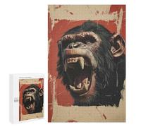 Adults Puzzles 1000 PCS Jigsaws Roaring Chimpanzee Portrait Puzzle for Adults Toy Wall Decor Stress Reliever Difficult And Challenge 1000 PCS