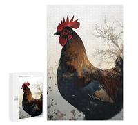 Adults Puzzles 1000 PCS Jigsaws Rooster Double Exposure Jigsaw for Adults Toy Wall Decor Perfect Decoration Parent-child Interaction 1000 PCS
