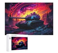 Adults Puzzles 1000 PCS Jigsaws Sci-Fi Tank Battle Scene Teenagers Puzzles Hands-on Game Hand Speed Race Parent-child Interaction 1000 PCS