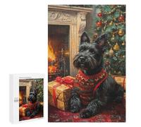 Adults Puzzles 1000 PCS Jigsaws Scottish Terrier Christmas Portrait Holiday Scottish Dog Jigsaw for Adults Anti-Stress Toys But Fun And Humorous Parent-child Interaction 1000 PCS