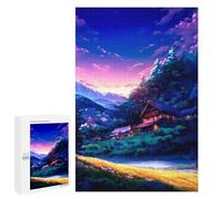 Adults Puzzles 1000 PCS Jigsaws Serene Mountain Village Twilight Jigsaw for Adults Toy Wall Decor Perfect Decoration Parent-child Interaction 1000 PCS