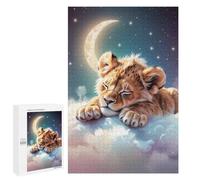 Adults Puzzles 1000 PCS Jigsaws Sleeping Lion Cub on Clouds Adult Jigsaw Puzzle Family Games Stress Reliever Parent-child Interaction 1000 PCS