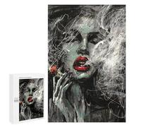 Adults Puzzles 1000 PCS Jigsaws Smoking Lady with Red Lips Jigsaw for Adults Anti-Stress Toys But Fun And Humorous Parent-child Interaction 1000 PCS
