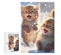 Adults Puzzles 1000 PCS Jigsaws Snowy Kitten Adventure Puzzle for Adults Brain Teaser Game Analysis And Logic Parent-child Interaction 1000 PCS