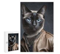 Adults Puzzles 1000 PCS Jigsaws Stylish Siamese Cat Portrait Puzzle for Adults Brain Teaser Game Analysis And Logic Parent-child Interaction 1000 PCS