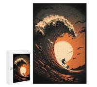 Adults Puzzles 1000 PCS Jigsaws Surfer Sunset Drawing Puzzle for Adults Brain Teaser Game Analysis And Logic Parent-child Interaction 1000 PCS