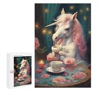 Adults Puzzles 1000 PCS Jigsaws Sweet Xmas Tea Unicorn Puzzle for Adults Brain Teaser Game Analysis And Logic Parent-child Interaction 1000 PCS