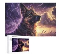Adults Puzzles 1000 PCS Jigsaws Thunderstorm German Shepherd -1 Teenagers Puzzles Hands-on Game Hand Speed Race Parent-child Interaction 1000 PCS