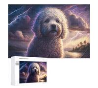 Adults Puzzles 1000 PCS Jigsaws Thunderstorm Poodle Painting -4 Teenagers Puzzles Hands-on Game Hand Speed Race Parent-child Interaction 1000 PCS