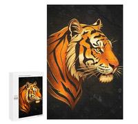 Adults Puzzles 1000 PCS Jigsaws Tiger Head Profile on Dark Background Puzzle for Adults Toy Wall Decor Stress Reliever Difficult And Challenge 1000 PCS