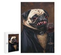 Adults Puzzles 1000 PCS Jigsaws Vampire Pug with Wine Glass-3 Jigsaw Puzzles for Teenagers Precision Cutting Parent-child Interaction Beautiful Design Game 1000 PCS