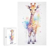 Adults Puzzles 1000 PCS Jigsaws Watercolor Baby Giraffe Jigsaw Puzzle Fun Games But Fun And Humorous Unique Gifts for Birthday And Christmas 1000 PCS