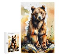 Adults Puzzles 1000 PCS Jigsaws Watercolor Brown Bear Puzzle for Adults Toy Wall Decor Stress Reliever Difficult And Challenge 1000 PCS