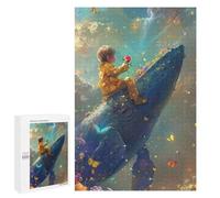 Adults Puzzles 1000 PCS Jigsaws Whale Ride Fantasy Art Jigsaw Puzzles for Teenagers Precision Cutting Parent-child Interaction Beautiful Design Game 1000 PCS