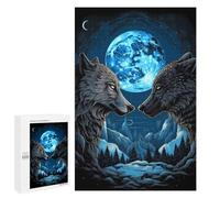 Adults Puzzles 1000 PCS Jigsaws Wolf Moonlight Vintage Puzzle for Adults Toy Wall Decor Stress Reliever Difficult And Challenge 1000 PCS