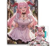 Adults Puzzles 1000 Piece Jigsaws A Smiling Demon Girl Unique Challenge Game Tough Challenge Birthday Gift (50x75cm)