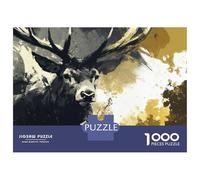 Adults Puzzles 1000 Piece Jigsaws Abstract Digital Art Deer with Golden Splatter Jigsaw for Adults Anti-Stress Toys Enhance Memory Difficult And Challenge 38x26cm/1000pcs