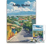Adults Puzzles 1000 Piece Jigsaws Addis Ababa Cityscape Hands-on Game Perfect Decoration Secret Santa Gifts Size 50x75cm