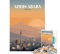 Adults Puzzles 1000 Piece Jigsaws Addis Ababa, Ethiopia Cityscape Art Hands-on Game Toy Intellectual Game Gifts for Women Men Stress Reliever (Size 38x52cm)