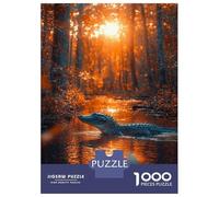 Adults Puzzles 1000 Piece Jigsaws Alligator in Swamp at Sunset Jigsaw for Adults Family Games Pattern Assembly Difficult And Challenge 52x38cm/1000pcs