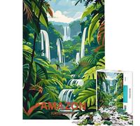 Adults Puzzles 1000 Piece Jigsaws Amazon Rainforest Waterfall Jigsaws for Adults Puzzle Hand Speed Race Every Piece Is Unique Learning Educational Toys (Size 50x75cm)