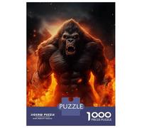 Adults Puzzles 1000 Piece Jigsaws Angry Evil Gorilla Fire Puzzles for Adults Family Games Home Decoration for Is Ideal As A Gift 38x26cm/1000pcs