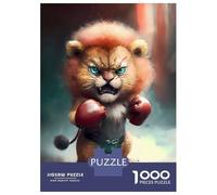 Adults Puzzles 1000 Piece Jigsaws Angry Lion Cub Boxer Puzzle for Adults Toy Wall Decor Presents for Women Unique Gifts for Birthday And Christmas 38x26cm/1000pcs