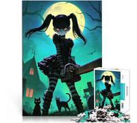 Adults Puzzles 1000 Piece Jigsaws Anime Goth Girl Massacre Herausforderndes Spiel mit passendem Poster und Quizblatt75x50cm
