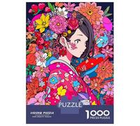 Adults Puzzles 1000 Piece Jigsaws Anime Kimono Girl Flower Puzzle for Adults Toy Wall Decor Presents for Women Unique Gifts for Birthday And Christmas 70x50cm/1000pcs
