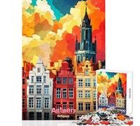 Adults Puzzles 1000 Piece Jigsaws Antwerp Art Poster Hands-on Game Home Decoration Educational Toy Birthday And Unique Gifts (38x26cm)