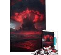 Adults Puzzles 1000 Piece Jigsaws Apocalyptic Red Storm Over The Ocean Hands-on Game Toy Intellectual Game Gifts for Women Men Stress Reliever (Size 50x75cm)